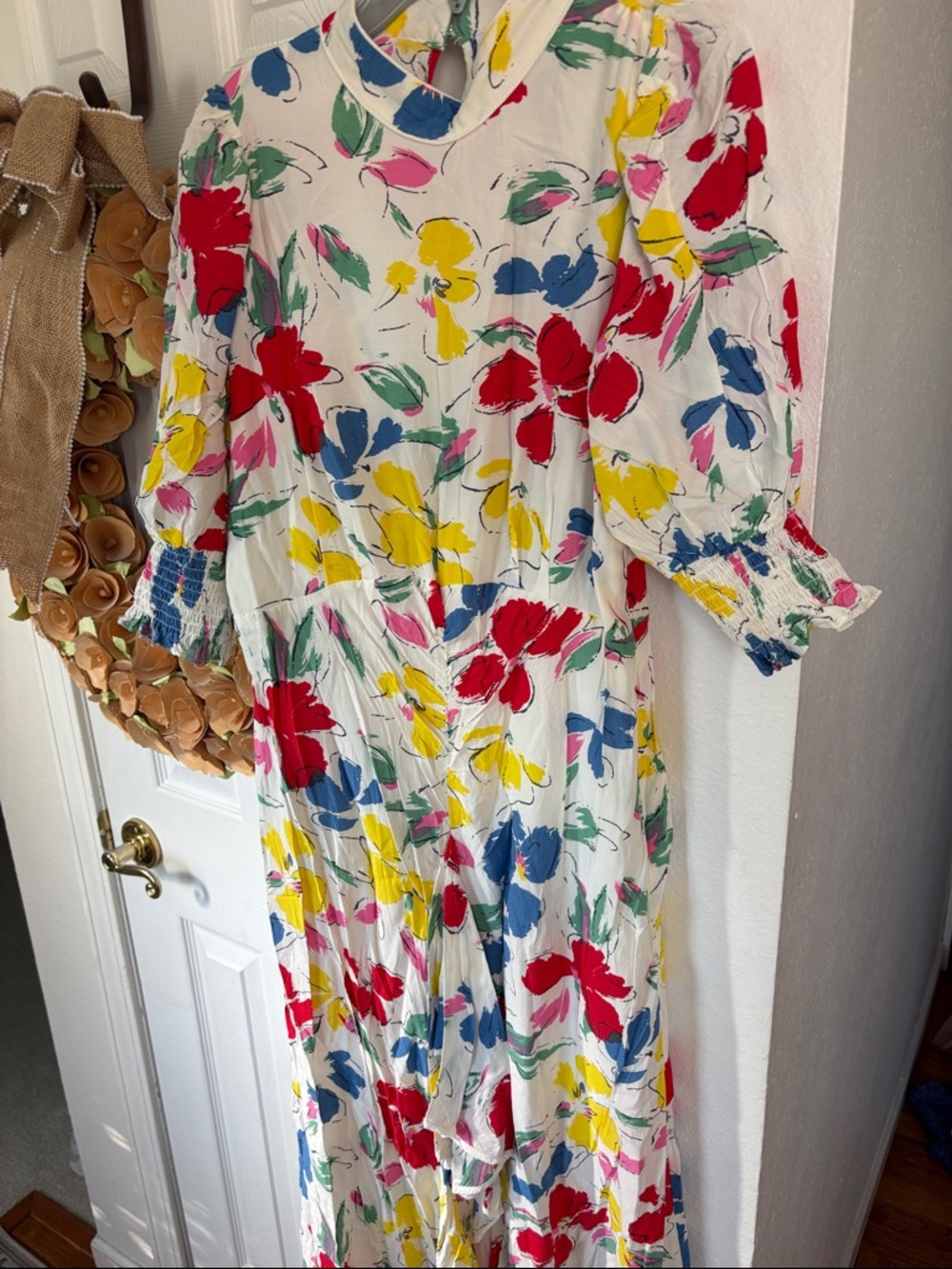 RIXO X Target Floral Mock Neck Cascade Ruffle Dress Boho Hippie